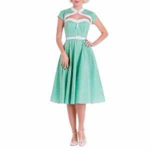 Hell Bunny rockabilly retro mint polka dot dress